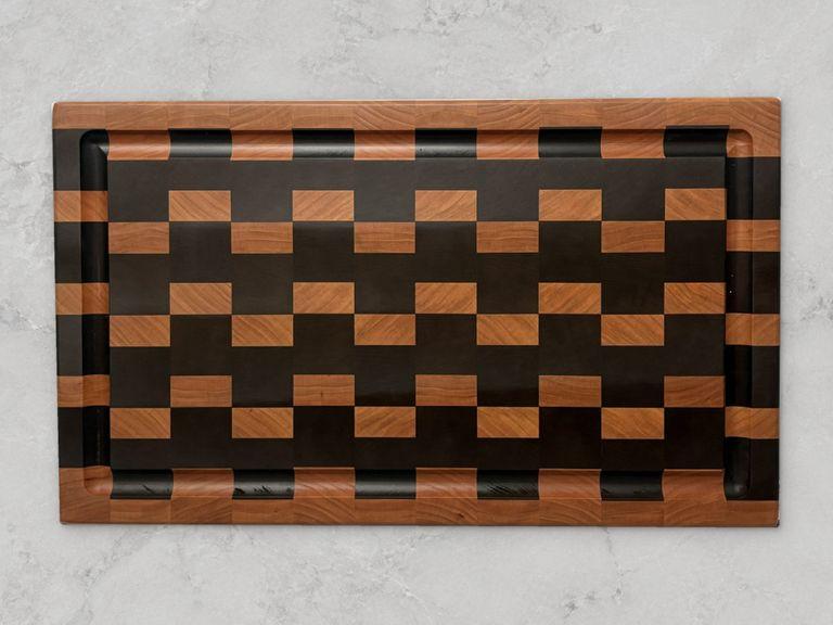 Cherry and roasted maple offset checkered end-grain board