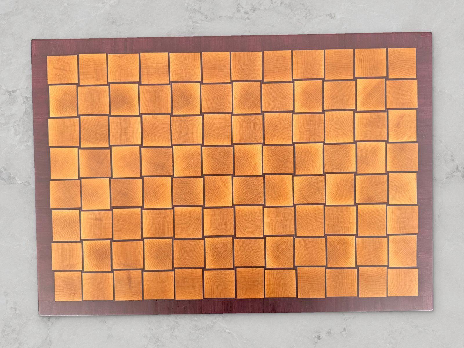 Maple basket weave board with a purpleheart border