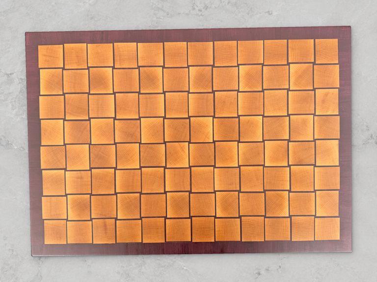 Maple basket weave board with a purpleheart border