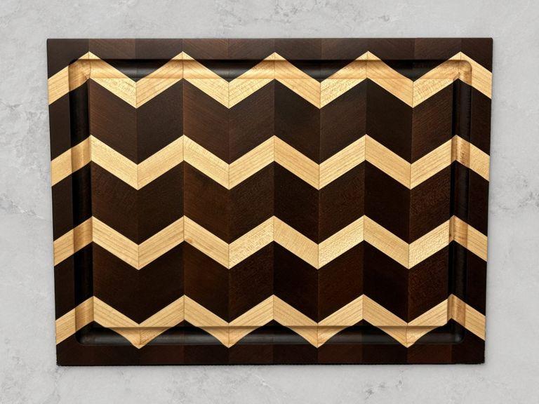 Roasted maple and maple chevron end-grain board