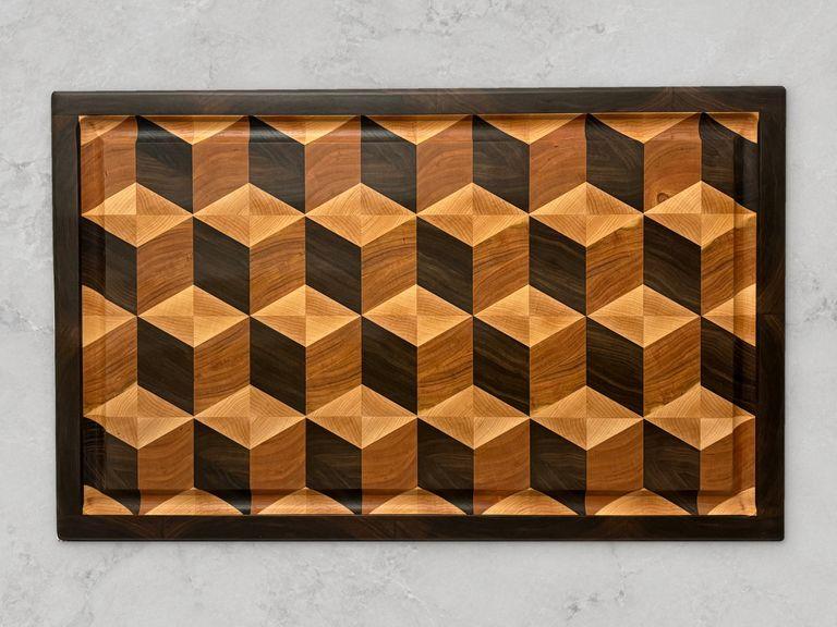 Tumbling block end-grain cutting board
