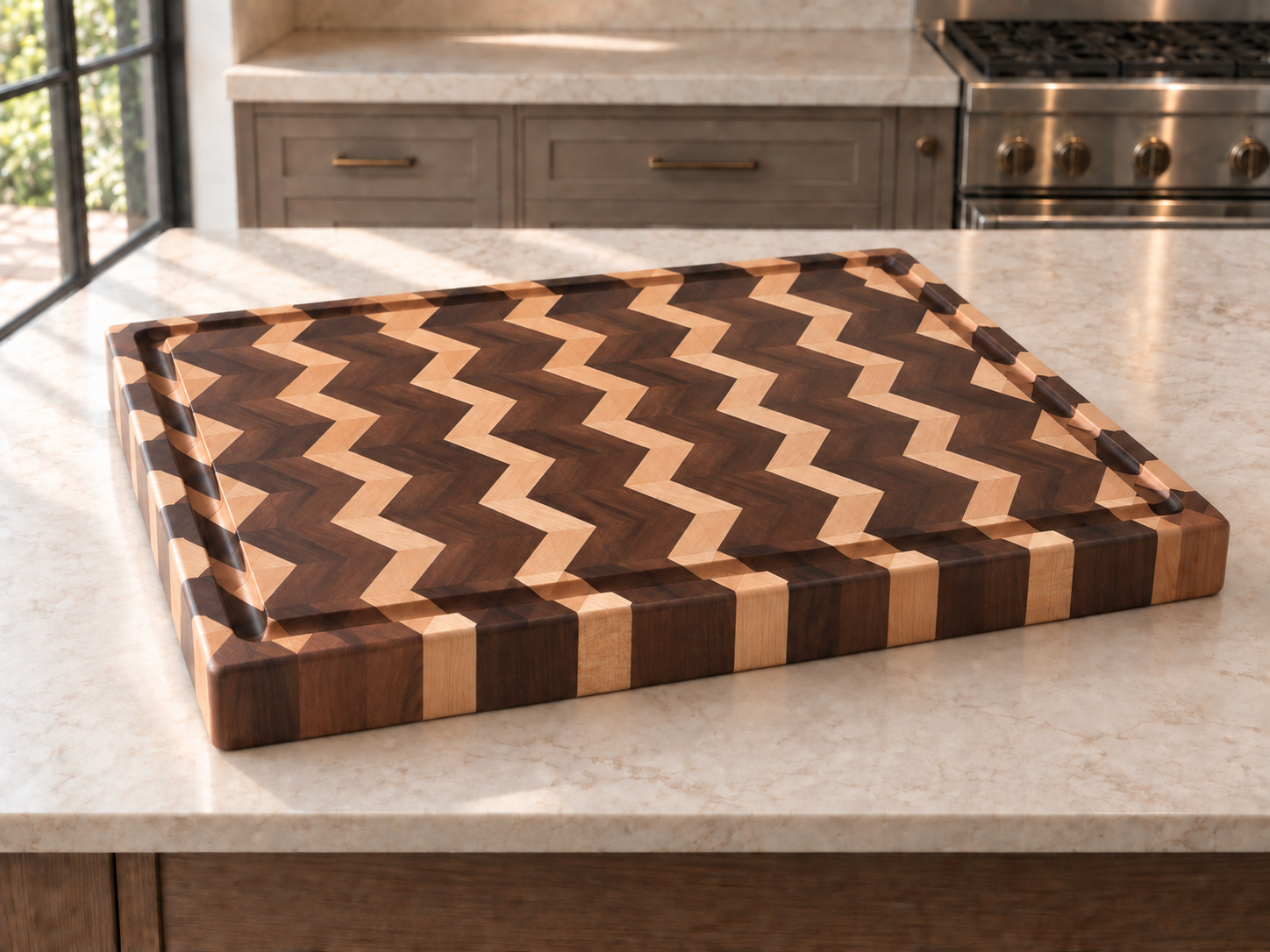 Walnut and Maple Chevron Butcher Block 