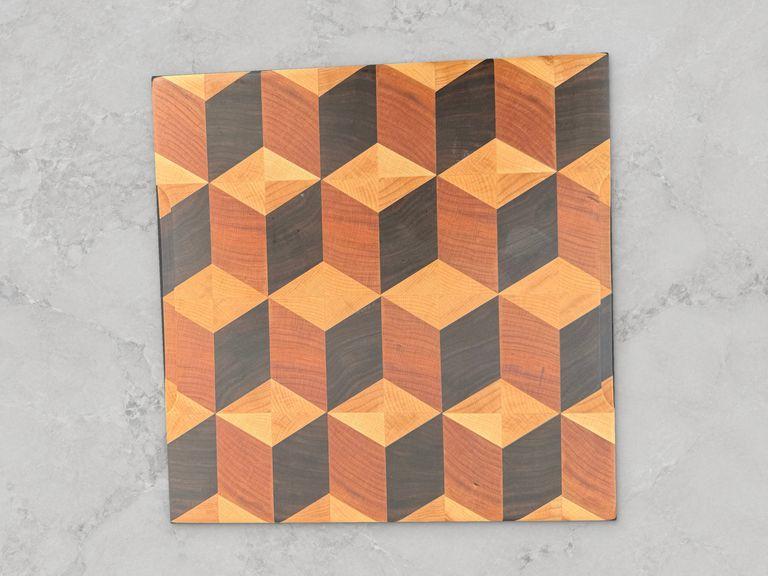 Square tumbling block end-grain board