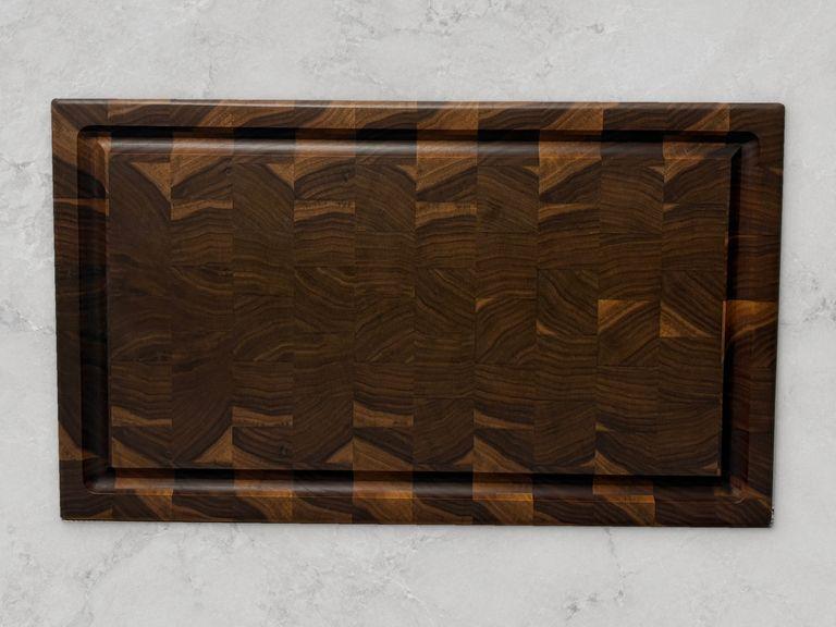 Walnut end-grain cutting board with juice groove