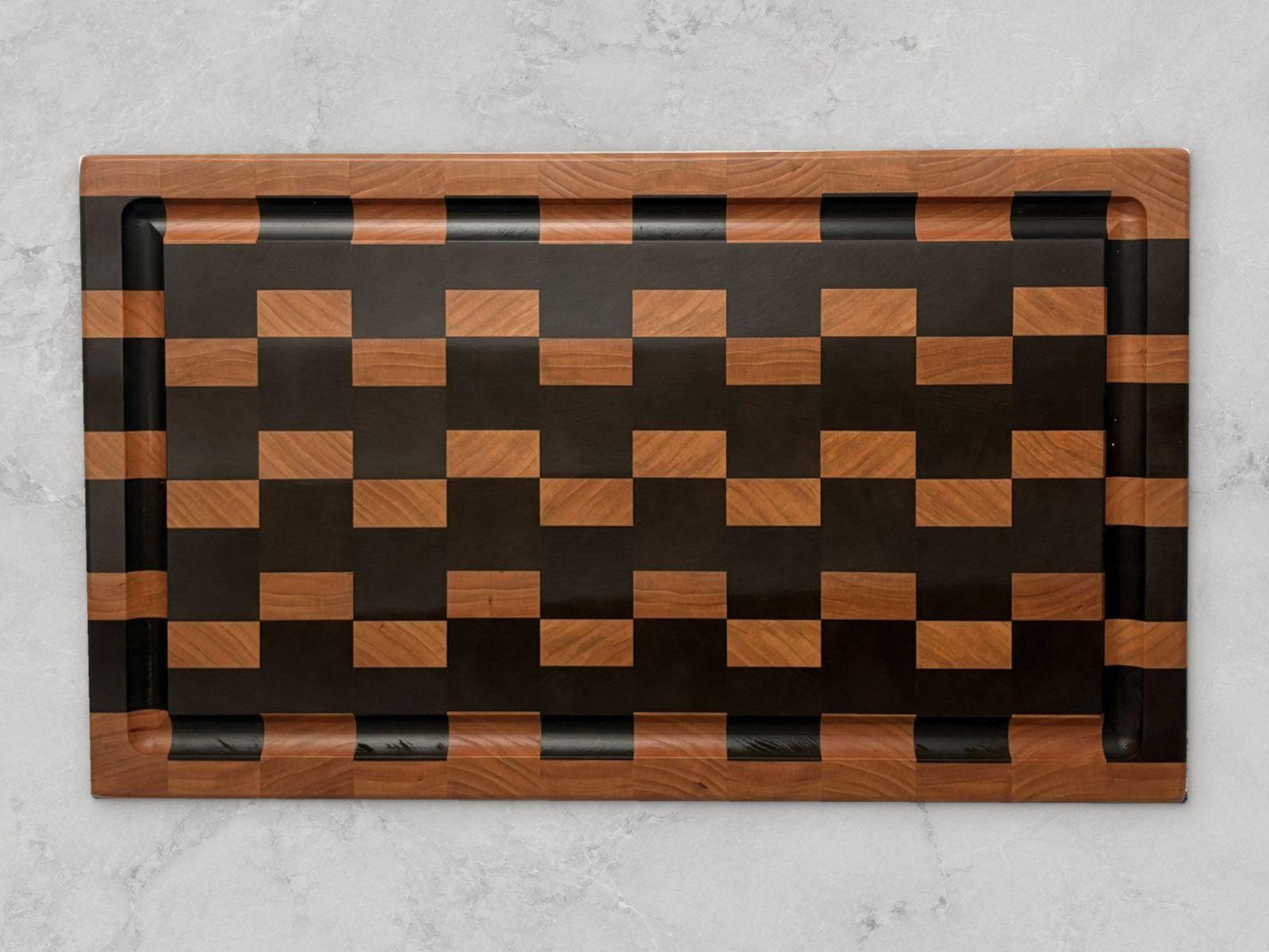 Cherry and roasted maple offset checkered end-grain board